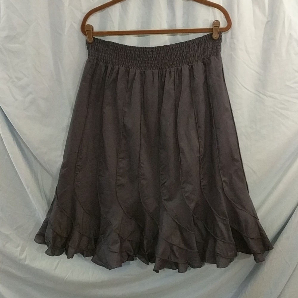 Navy Calf-Length Skirt